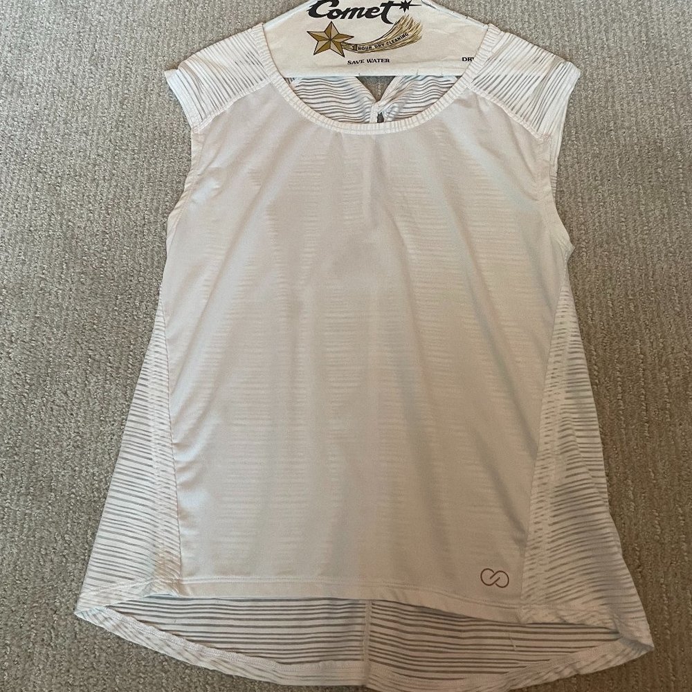 Calia White Striped Back Top